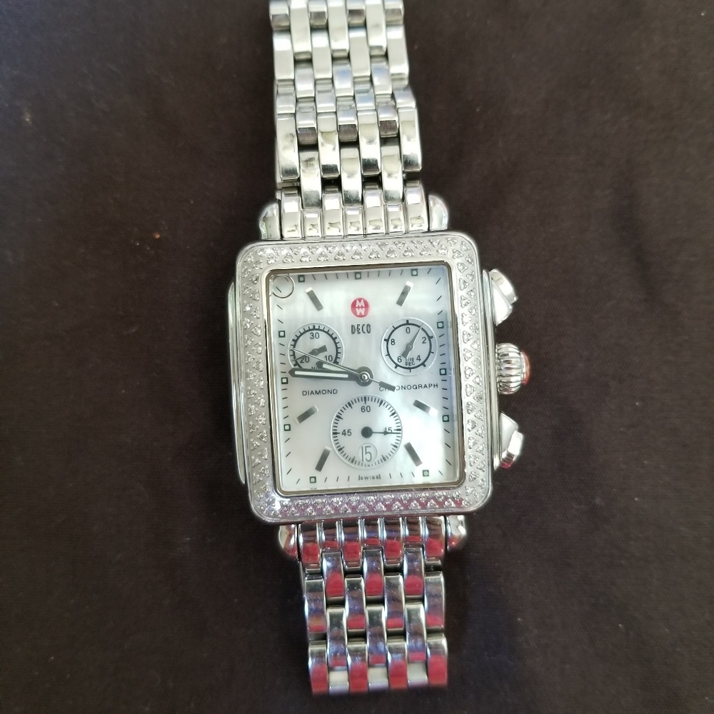 Michele diamond chronograph deco watch